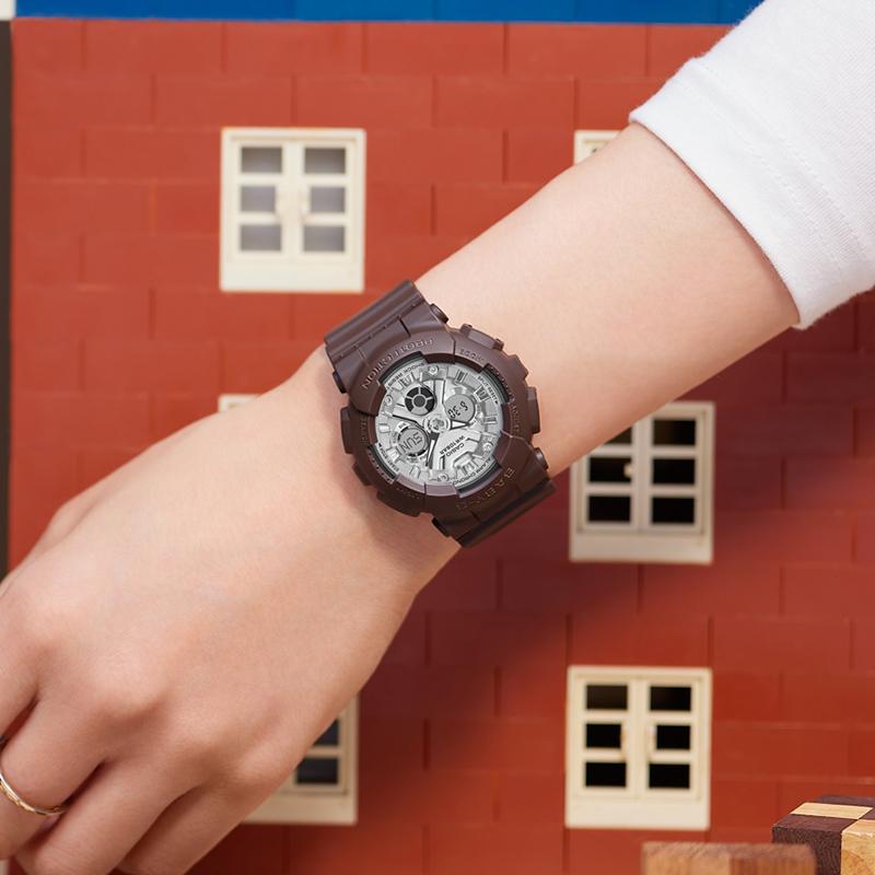 Casio Серия BABY-G, тема «Шоколад», водонепроницаемые и ударопрочные, спортивные, для студентов, повседневные, универсальные, кварцевый механизм, японские и корейские часы BA-130SW-5APRQ