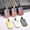 Hip Hop Stainless Steel American USA Flag Pendant Necklace for Women Men US Army Military Charms Chain Star Stripe Metal Jewelry