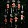 Christmas Gingerbread Man Letter Ornament Name Initial Gingerbread Hanging Decoration with Clear Acrylic Snowflake Icicle for Xmas Tree Party Decor