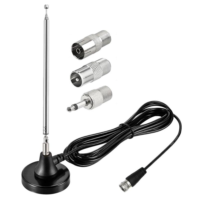 ABUO-High Gains FM Telescopic Antennas DAB FM Antennas Indoor FM Radio Antennas With 3 Adapter For Household Digital FM Radio