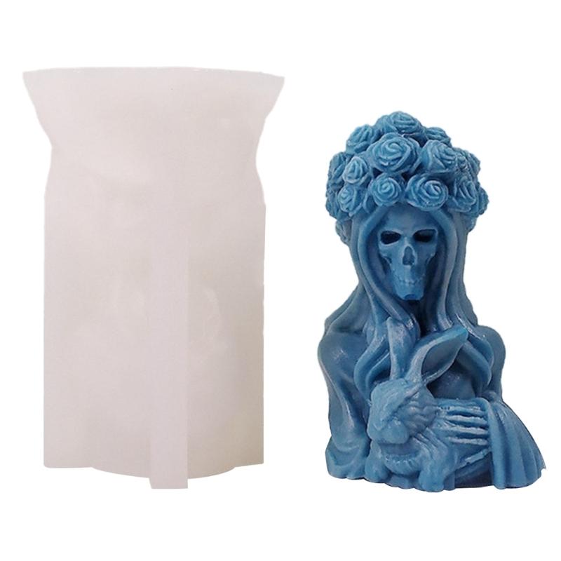 Ручная работа череп ведьма силиконовая форма ароматические гипсовые свечи украшения капля клей смола форма для украшения