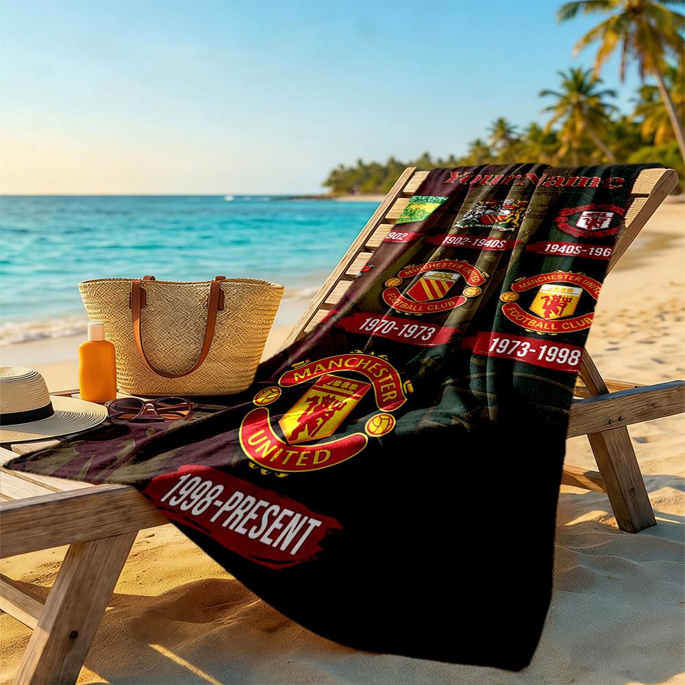 Manchester Customize Your Name Beach Towel High Absorbency & Quick-Dry Ideal for Travel Outdoor Swim Pool Yoga Surf Camping Hiking Gym Gift Holiday