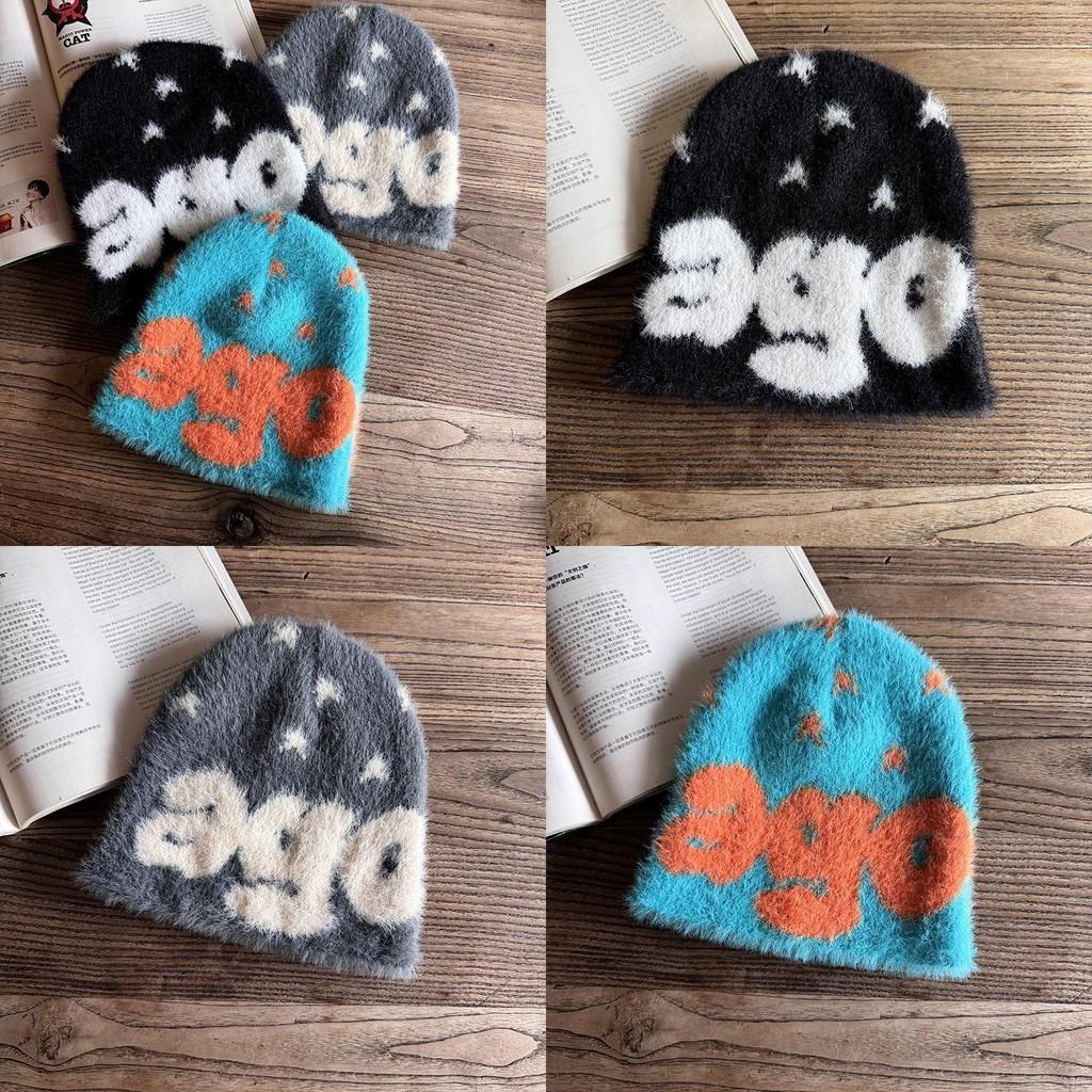 Pattern Letter Ago Knitted Beanie Cap Fashionable Breathable Hat Gifts Warm