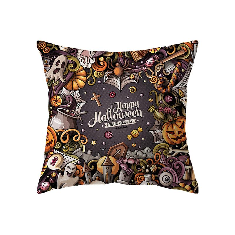 Devil Pumpkin Throw Pillow Cover Halloween Theme Throw Pillow Cover Sofa Chair Bed Cushion Cover Home Decor