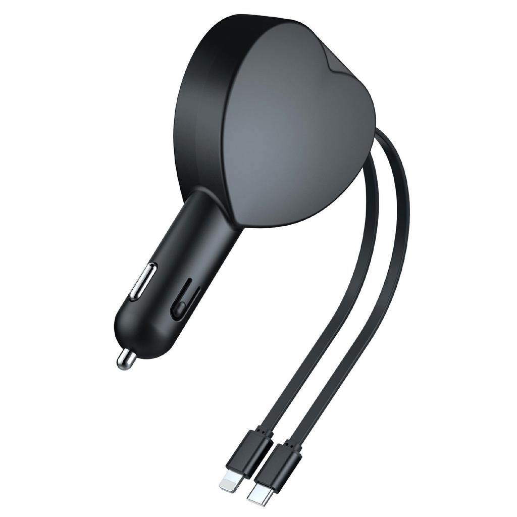Y2 Car Bluetooth-compatible MP3 Player Voltage Monitor Hands-Free Call Adapter with Type-C + iP Retractable Cables