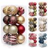 16Pcs Christmas Tree Balls Ornament DIY Accessories Shatterproof 8cm Colored Printed Plastic Ball for Holiday Party Scene Layout Christmas Balls