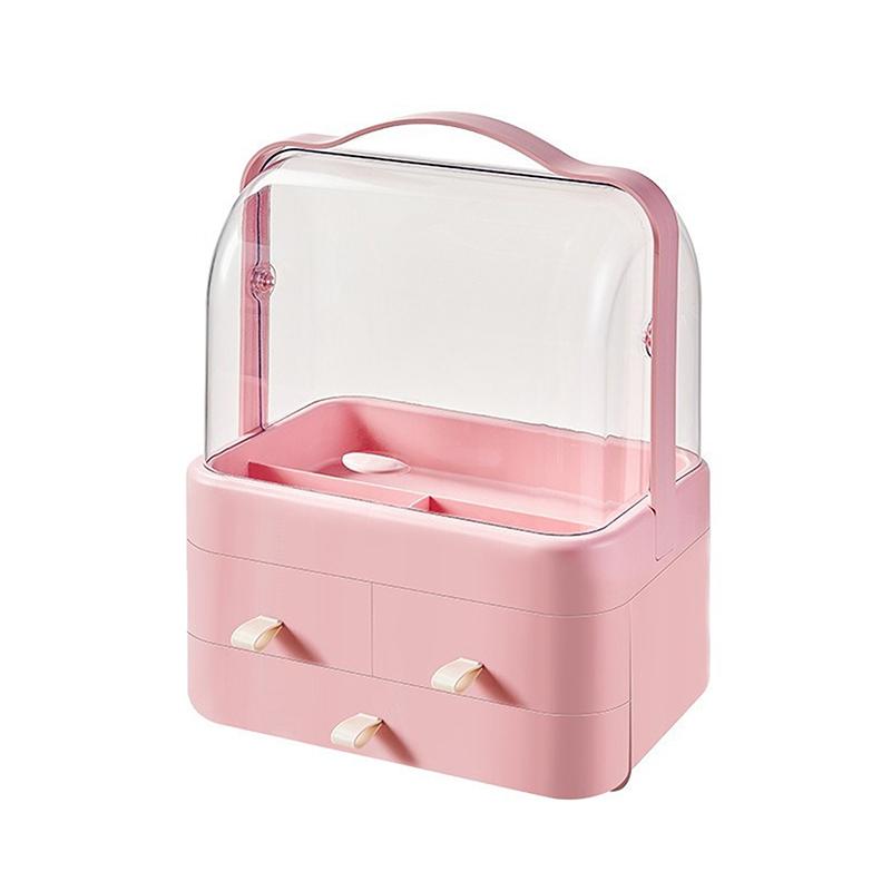 Органайзер для косметики, ящик для хранения, пылезащитный ящик для рабочего стола, органайзер для ювелирных изделий, прозрачная переносная ручка, контейнеры для хранения средств по уходу за кожей