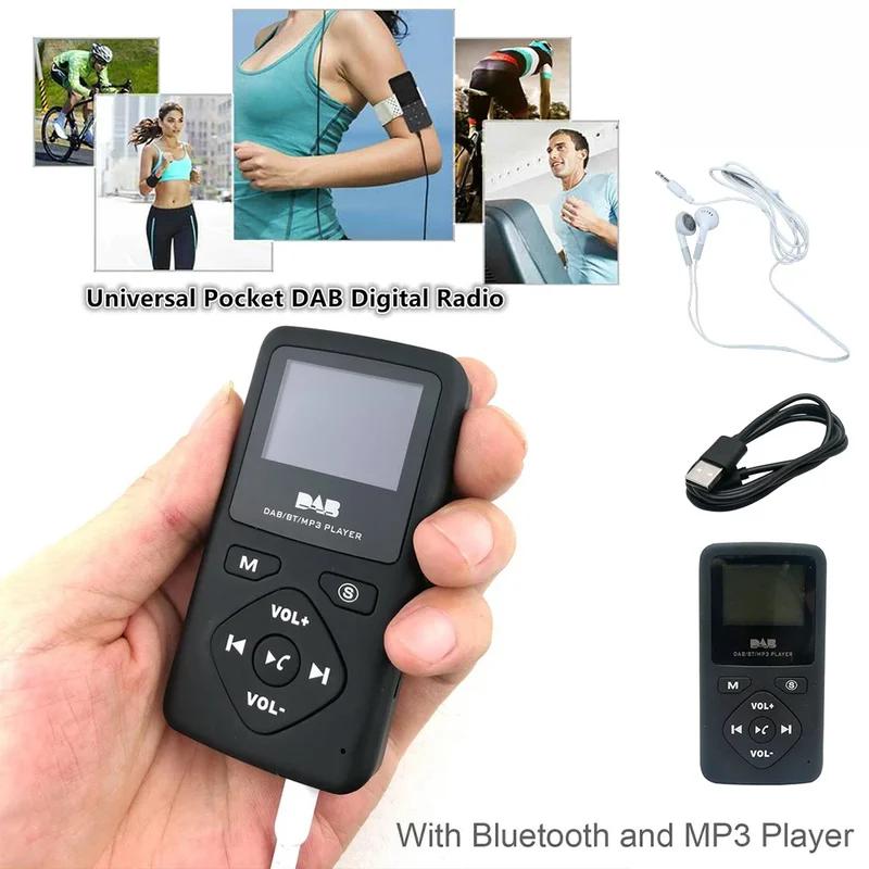 Карманный DAB/DAB+ FM цифровое радио Bluetooth MP3-плеер ЖК-дисплей Мини-радиоприемник Портативный FM-радиодинамик с наушниками