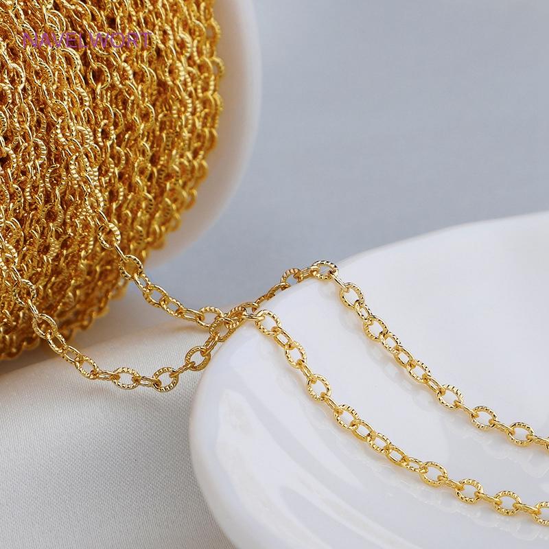 Оптовые цепи для изготовления ювелирных изделий, латунь с покрытием 14K золотом, отдельные звенья, принадлежности для DIY ручного изготовления ювелирных изделий