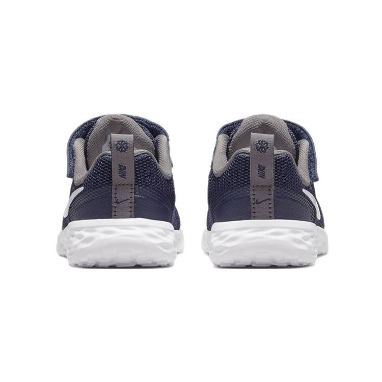 Nike REVOLUTION 6 Обувь для малышей из перерабатываемых материалов, нескользящая подошва, устойчивая к истиранию, низкая посадка, сине-белый DD1094-400