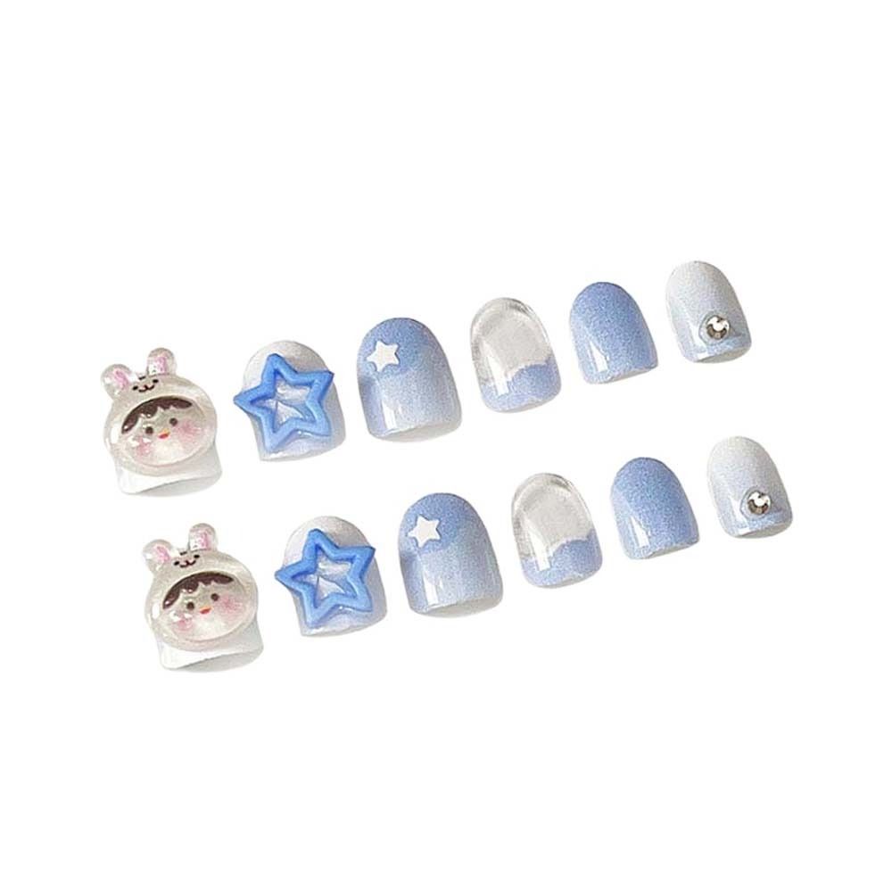 12 шт./набор Цветы Детские Накладные Ногти Сердечко Любви Короткие Квадратные Детские Мультяшные Накладные Ногти Накладные Ногти