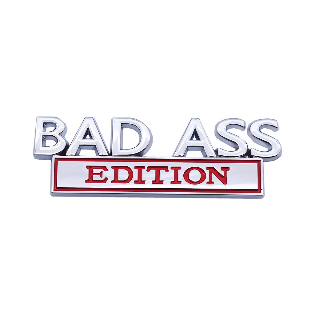 BAD ASS Edition Metal Car Stickers Applicable to Car Fender Bumper Rear Window Full Body Outline BAD ASS Logo Metal Badge