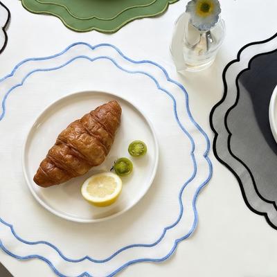 Круглая вышитая скатерть-подставка с фестончатым краем, моющаяся, декоративная, с цветочным узором, для банкета, детского праздника, сервировки стола