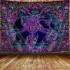 Vibrant Boho Elephant Mandala Tapestry Wall Hanging Bohemian Psychedelic Art Decor for Festival Tropical Hippie Room Decoration