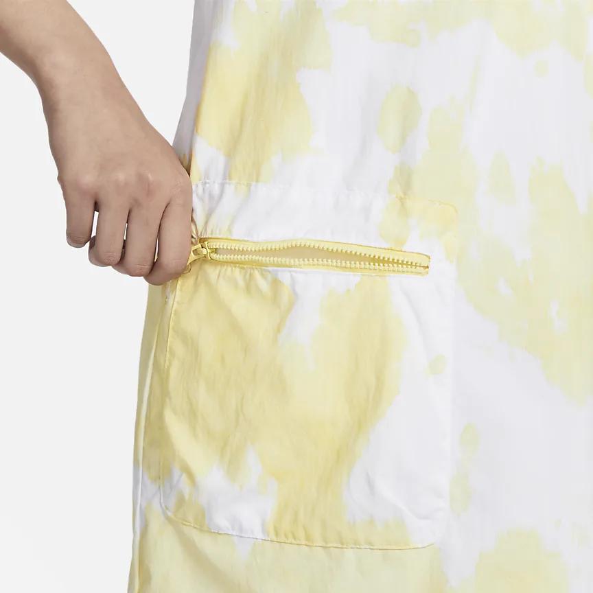 Nike Sportswear Tech Pack Logo Embroidered Tie-Dye Half-Zip Sleeveless Dress Women Dresses Lemon-Yellow DV8486-706