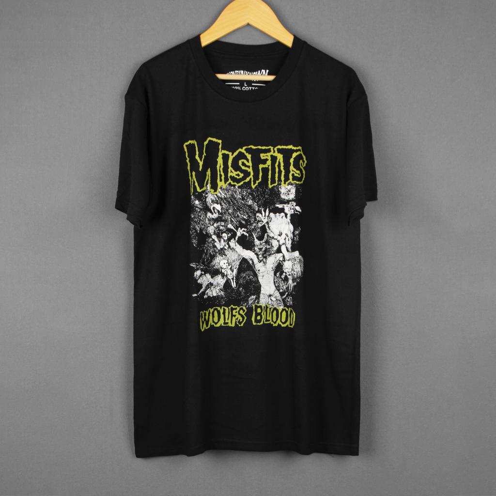 Misfits T-Shirt Wolfs Blood Hardcore Punk Rock Band Horror Samhain Danzig Short Sleeves Men's Tops Graphic Clothing Man Shirt