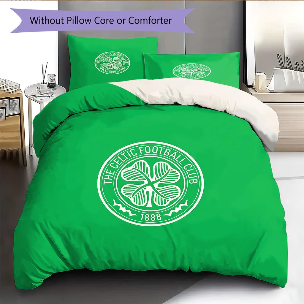 Celtic F.C Pattern Bedding Quilt Set Home Decoration Gift (1 * duvet cover + 2 * pillowcase without core)