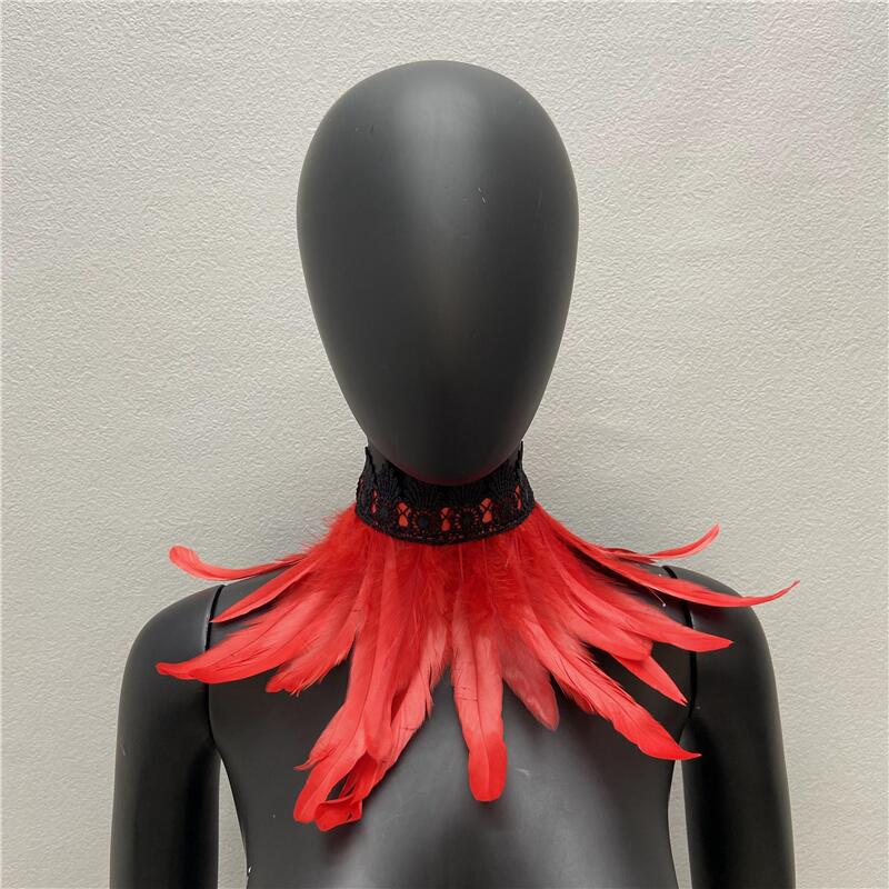 32 см Роскошный панк-перо чокер кружевное перо ожерелье готический перо шарф