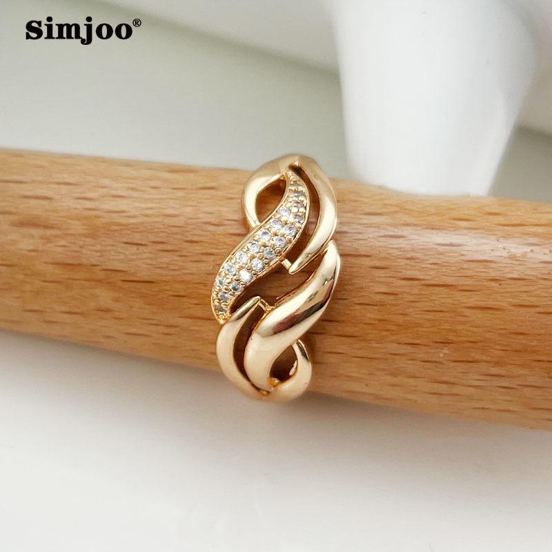 SIMJOO Цирконовое кольцо Женский модный дизайн Изысканное кольцо