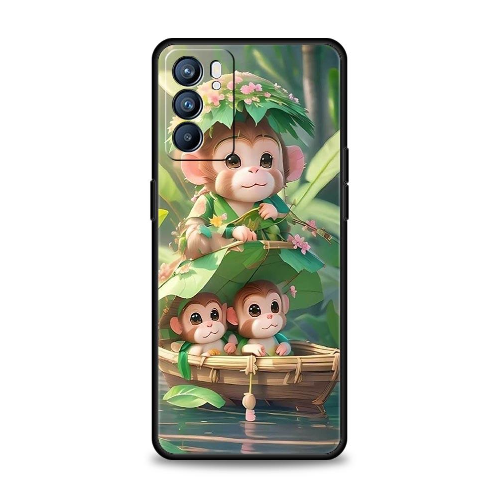 Чехол для телефона с обезьяной и бананом для Oppo A17 A31 A54 A57 A78 A79 A98 Find X5 X6 Reno 6 7 8 10 11 12 13 F Pro 5G Мягкий ТПУ Чехол Сумки