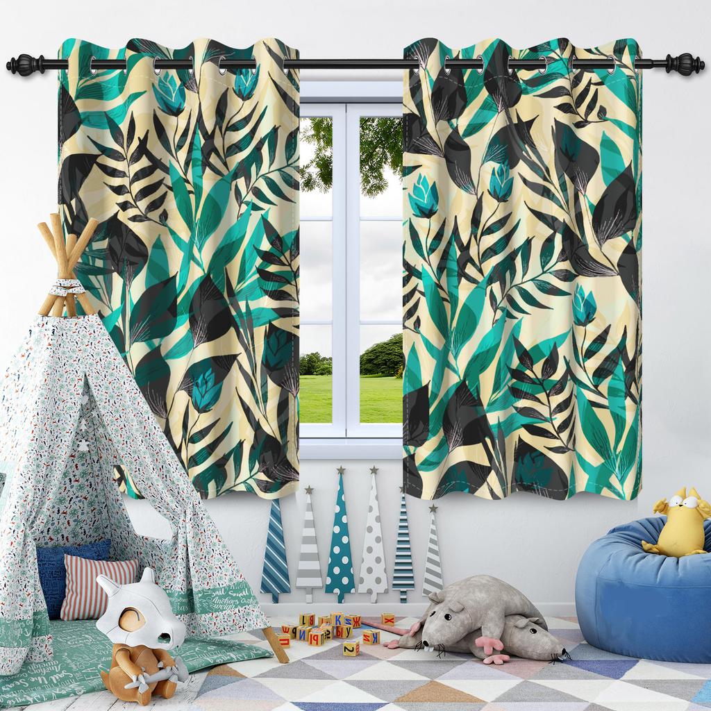 Зеленые Растения Листья Оконная Занавеска Спальня Гостиная Блэкаут Занавеска Современное Украшение Дома Теплоизоляция Шумоподавление