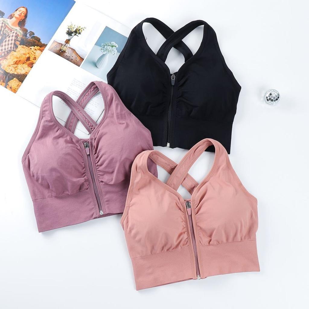 Женский спортивный бюстгальтер на молнии спереди, укороченный топ с эффектом пуш-ап, женский бюстгальтер для тренировок, фитнеса и спортзала, топ для бега, бюстгальтер для йоги, спортивная спортивная одежда