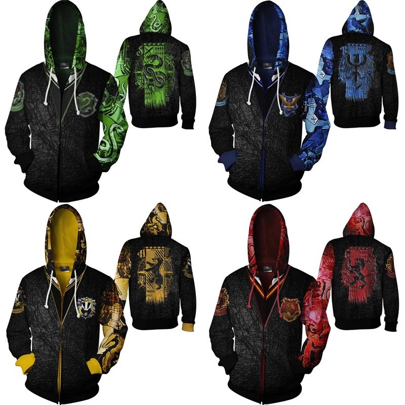 Гарри 3d Поттер Свитер на молнии с капюшоном Спортивная одежда Косплей Толстовки Худи