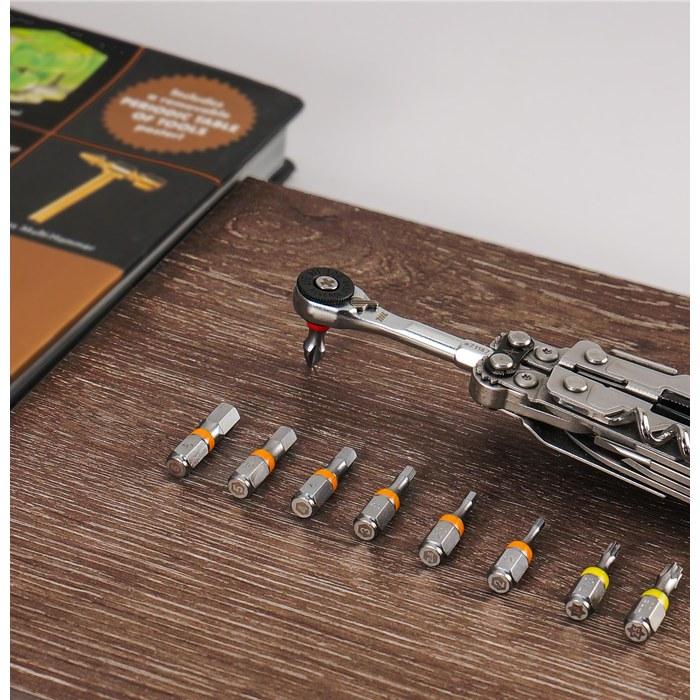 [711L] 9-Piece Hex Bit Set with Color Coding 1/4" Drive, with 1mm Extension Base for Quick Release Laser-Engraved Size Marking Made of Dur