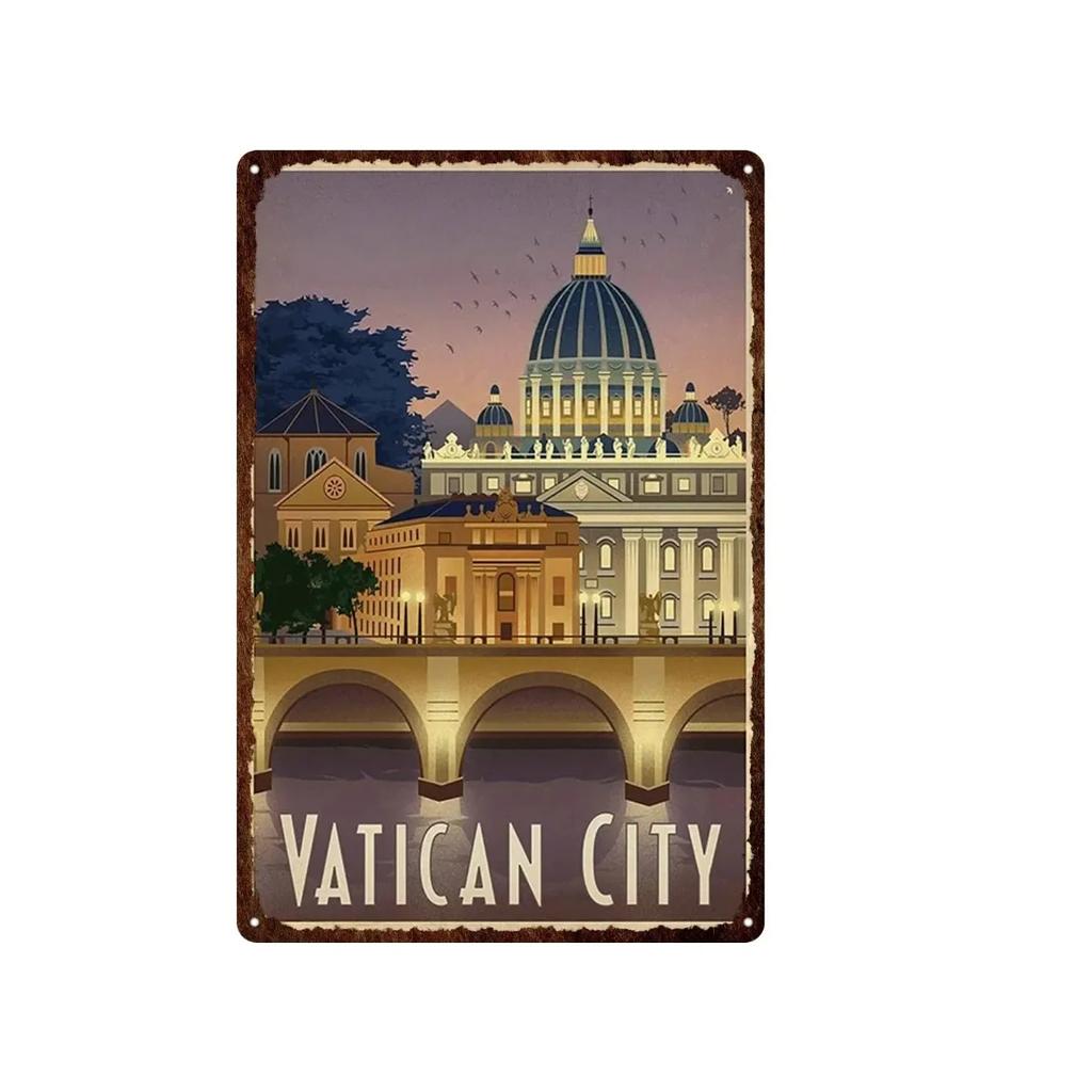 Aloha Philippines Brooklyn Vatican Bangkok Metal Plate Painting Iron Tin Sign Wall Art Picture For Garden Living Room Home Decor