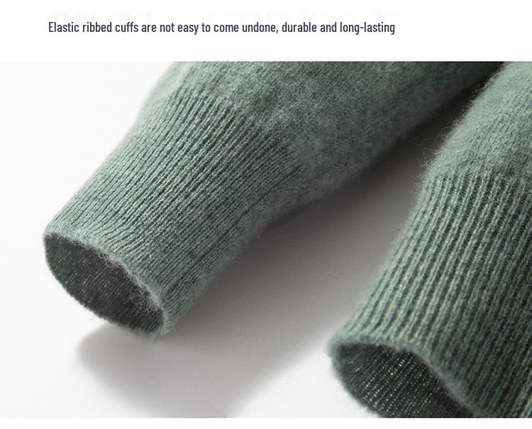 Мужской осенне-зимний пуловер из шерсти и кашемира, полувысокая горловина, однотонный, большого размера