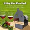 Sitting Man Wine Bottle Holder Wooden Man Silhouette Beer Bottle Display Stand Organizer Rack Home Kitchen Bar Dining Table Desktop Decoration