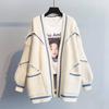 Весенне-осенний женский свободный вязаный кардиган, утепленный свитер средней длины, пальто