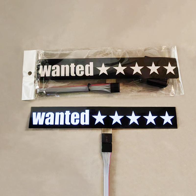 Custom EL Light up Car Window Windshield Stickers 5 Stars Wanted Flashing/Sound Activated for Car Decoration