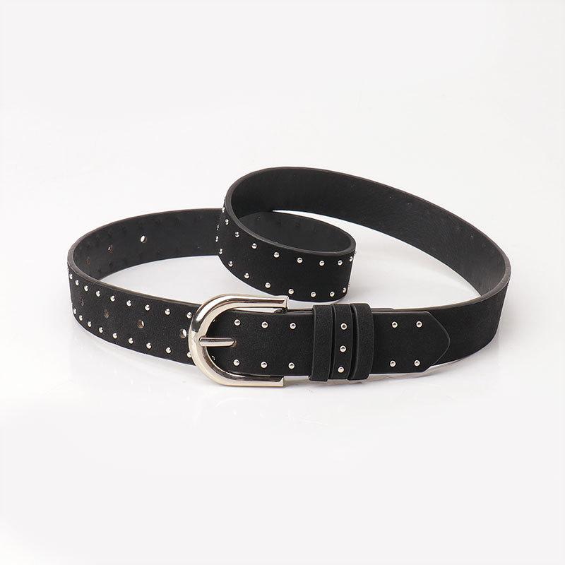 Belt Women'S Trend Personality Suede Leather Rivet Women'S Belt Vintage Versatile Jeans Belt