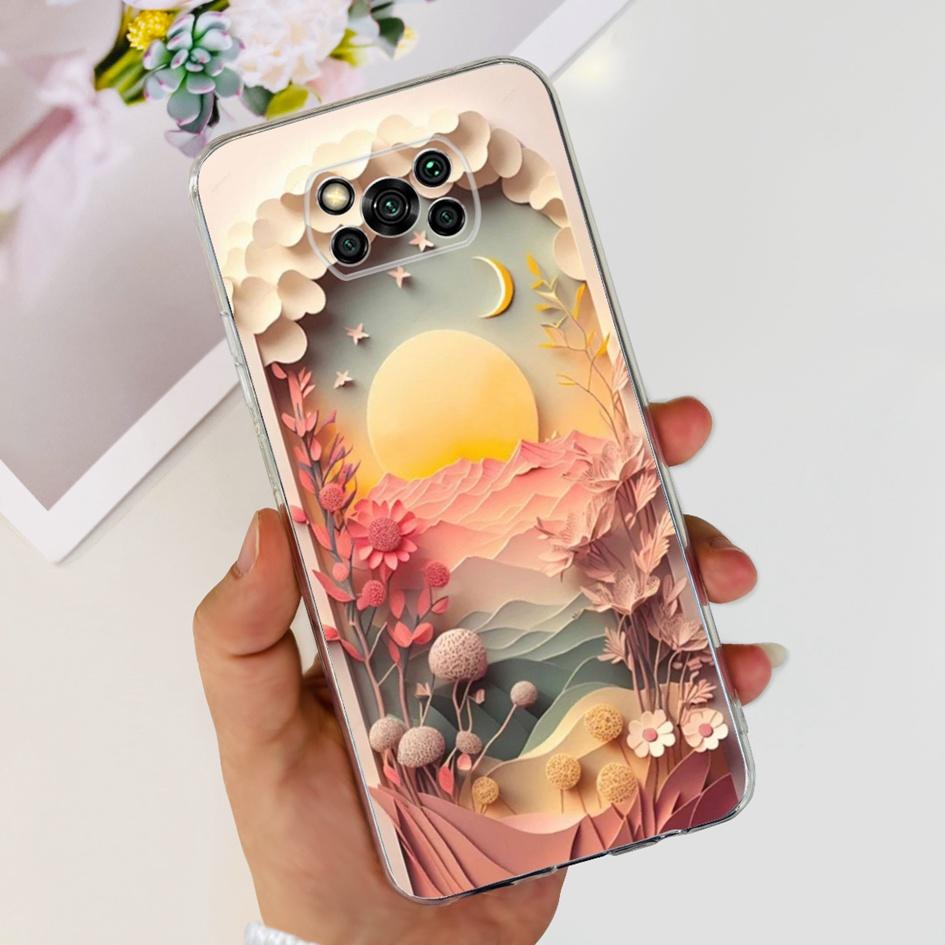 Для Xiaomi Poco X3 NFC Чехол Прозрачная Крышка Мягкий Силикон Модный Цветочный Чехол для Телефона Для Xiaomi Poco X3 Pro Fundas PocoX3 Coque