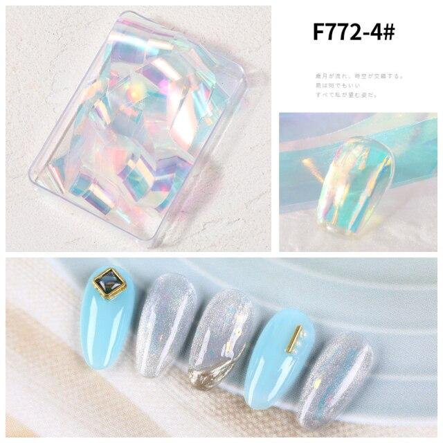 1 Box Aurora Nails Foil Film Sticker Cellophane Paper Korean Nail Glass Foils Trend Design Ice Cube Manicure Nail DIY Decoration