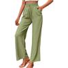 Women's Fashion Summer Spring Casual Solid Color Print Loose High Waist Trousers Pants & Capris Casual Trousers