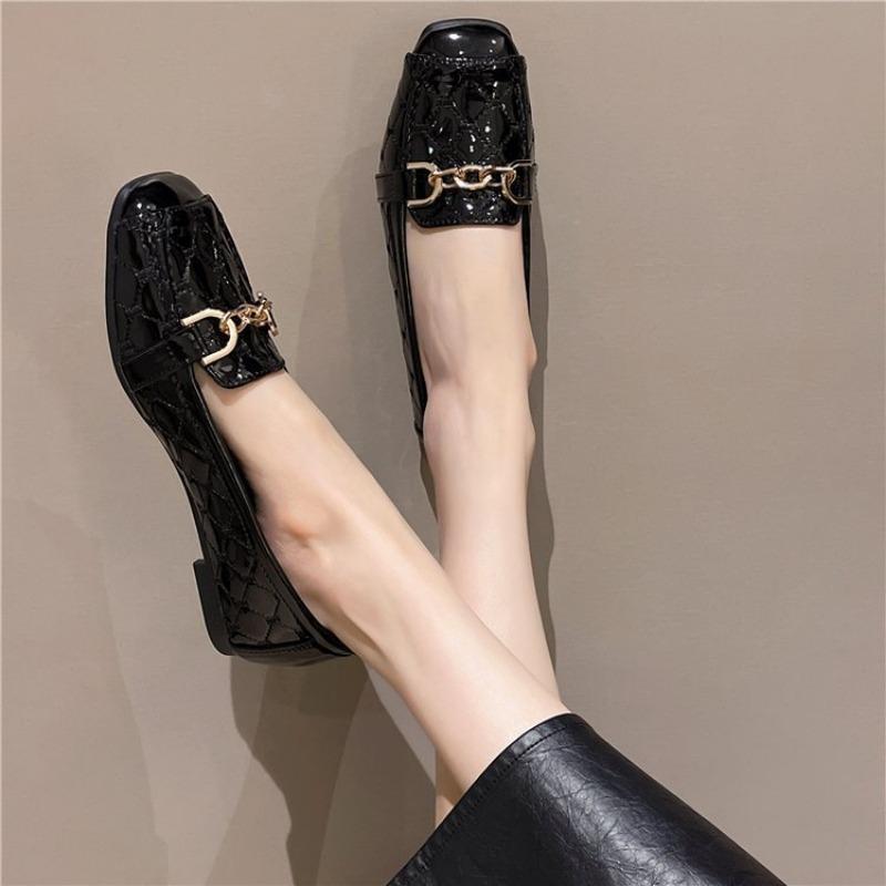 Модные женские кожаные балетки Весна Новые повседневные модные мягкие подошвы дышащие яркие кожаные розовые балетки из лакированной кожи для женщин