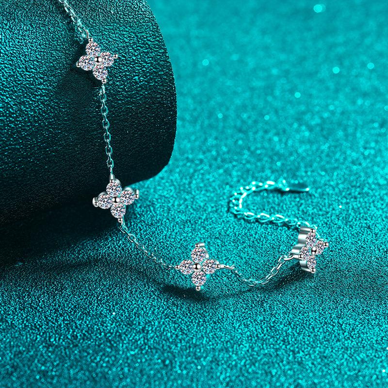 Браслет из стерлингового серебра с покрытием PT950, золотой браслет из муассанита, звезда, корейская версия, модный браслет в холодном стиле с шестиконечной звездой