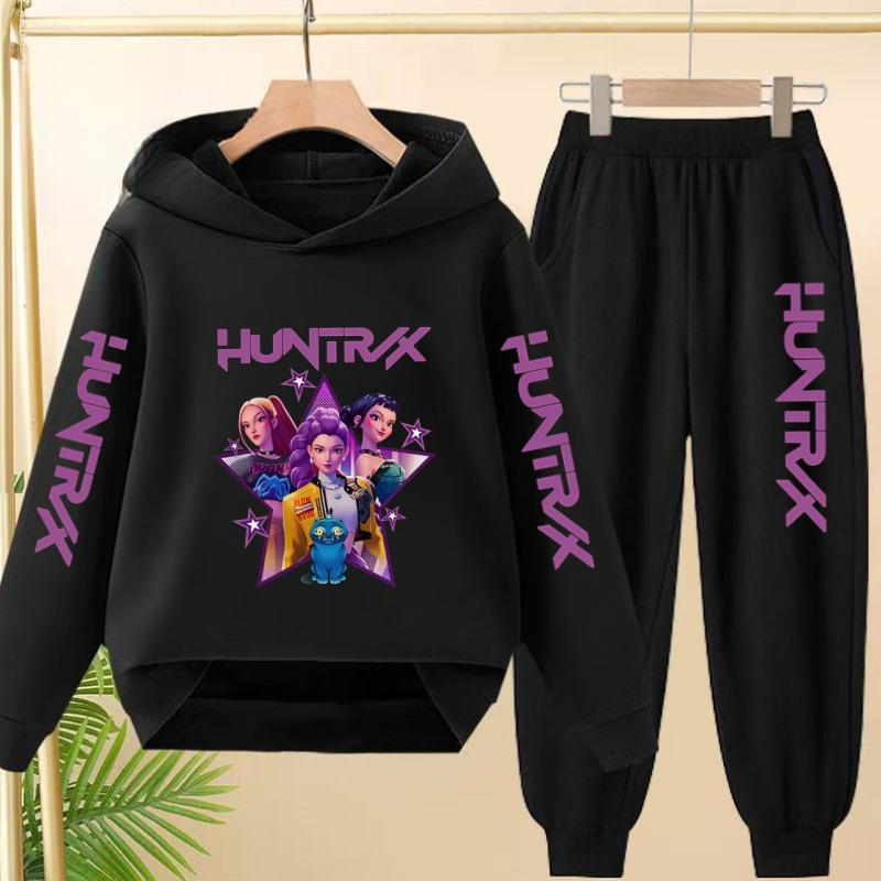 Детский милый аниме костюм для девочек и мальчиков, охотников на демонов, спортивный топ + штаны, худи из двух частей