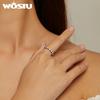 WOSTU 925 Sterling Silver Simple Diamond Pattern Ring for Women Band Original Design Jewelry