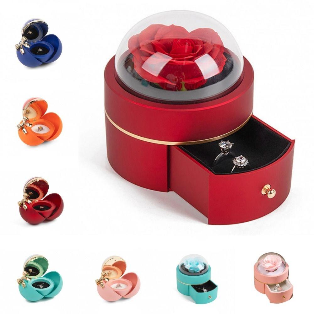 Engagement Ring Finger Ring Box Eternal Rose Wedding Ring Case Magnetic Bow Jewelry Box  Girlfriend