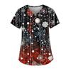 Women's Fashion V-Neck Short Sleeve Workwear With Pocket Christmas Printed Top