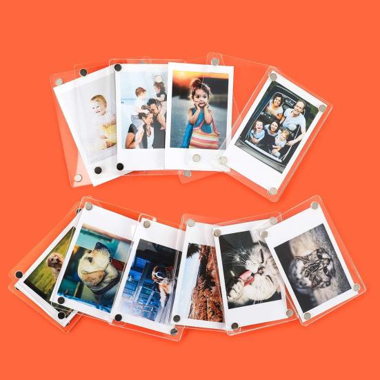 Magnetic Photo Frame Acrylic Refrigerator Magnet Transparent Reversible Photo Holder for Fujifilm Display 3-Inch Photos