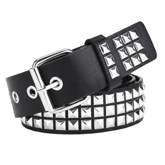 Punk Style Studded Belt Square Rivets Adjustable Straps Rock Waistband Women Girls Gothic Scene Accessories