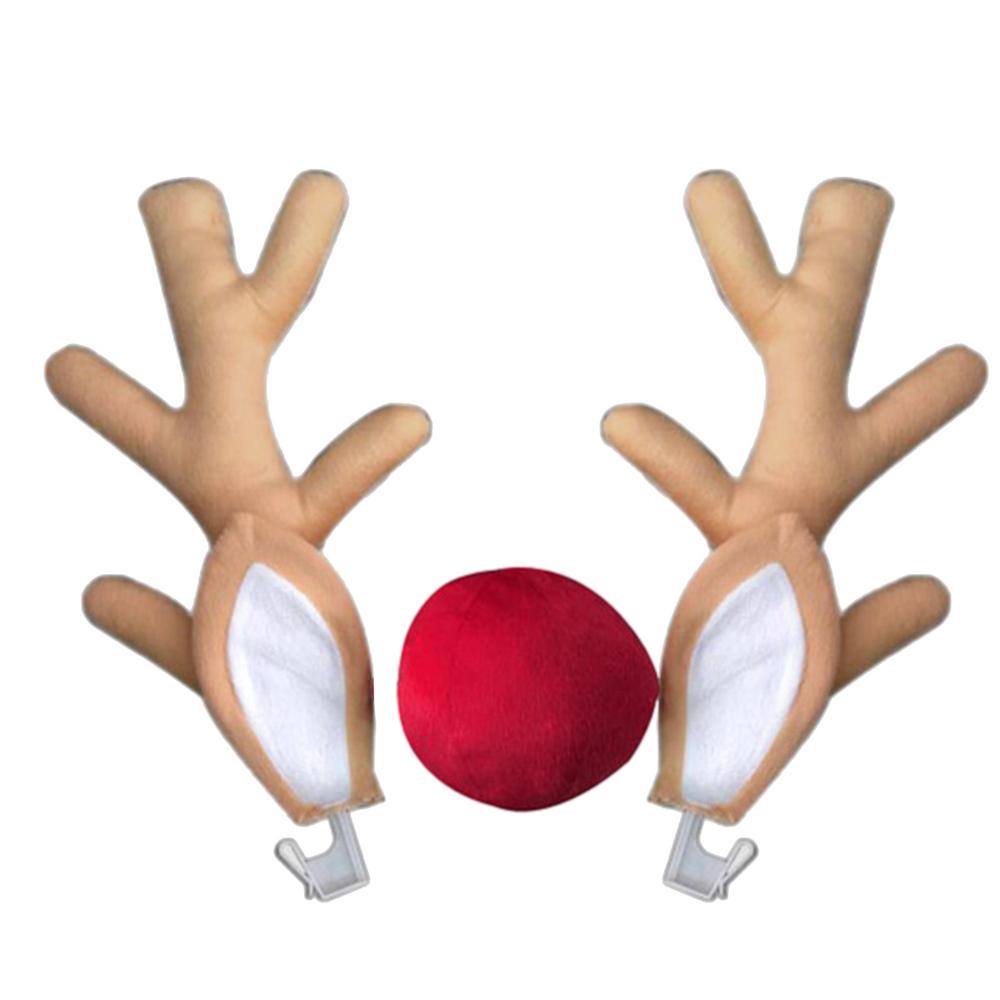 Автомобильные рождественские украшения из рогов оленя, комплект рожков оленя для автомобиля, рождественские рога лося для праздничной атмосферы, внешние аксессуары для автомобиля