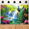 Peacock Theme Background Happy Birthday Flower Castle Waterfall Party Decor Backdrop Photography Studio Supplies Props Banner