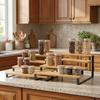 Large Capacity Expandable Step Storage Rack Bamboo Spice Condiment Shelf  Countertop