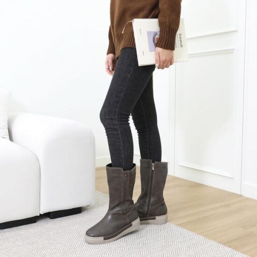 Jisyu Gisse Handmade Leather Fur Lining Mid Boots
