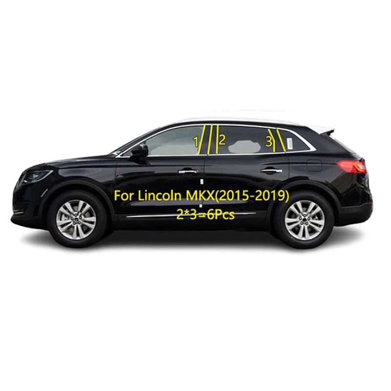Автомобильная накладка на стойку кузова TPU/Зеркальная для Lincoln MKX 2015 2016- Накладка на дверь, Молдинг оконного проема, Пиано Блэк, Наклейка, Пластина 8 шт.
